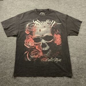 Sullen Art Collective Skull & Roses Tattoo By‎ Carlos Rojas T-shirt Size Extra L